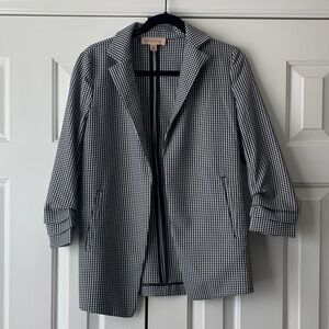 Classic Black and White Houndstooth Women's Coat